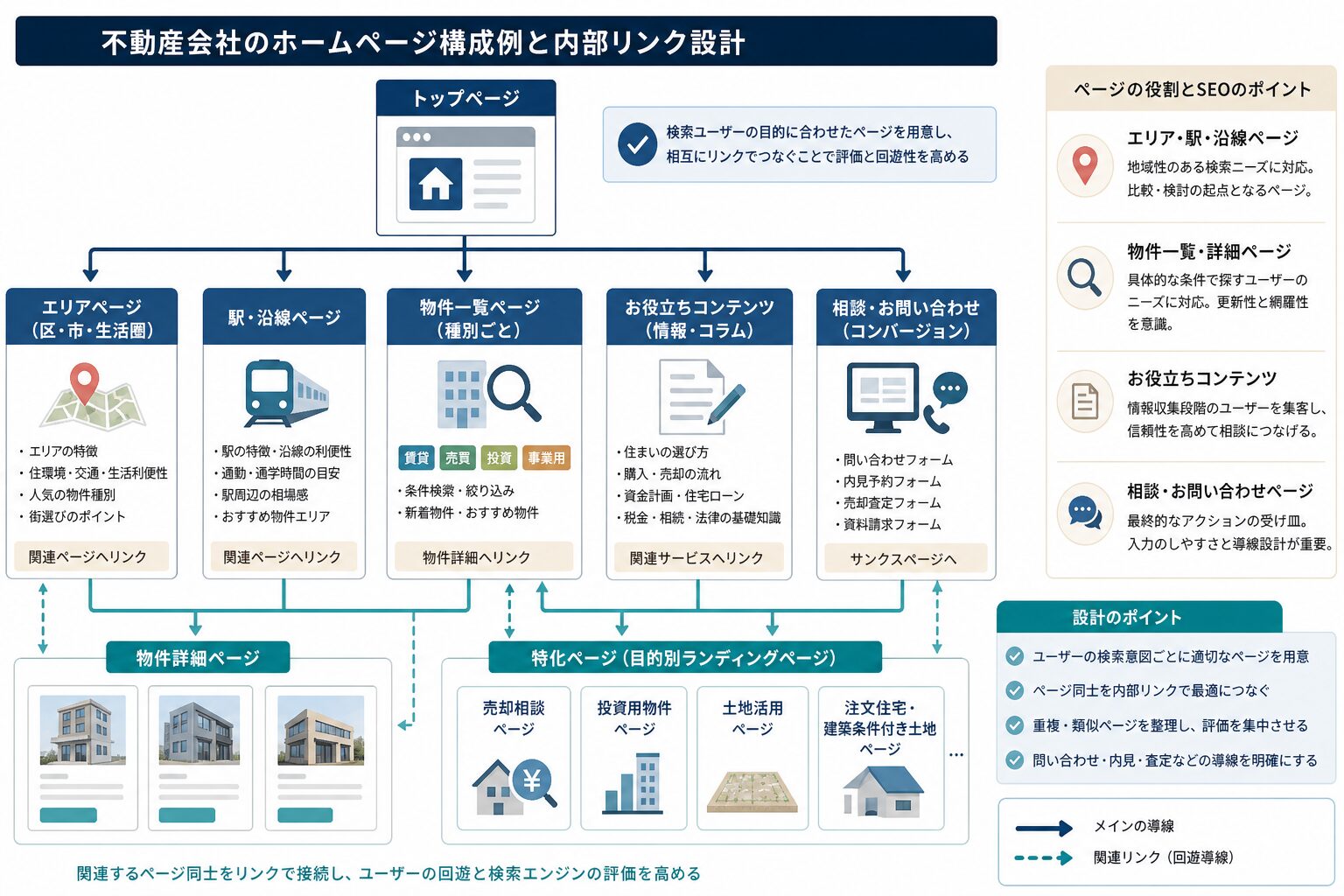 物件詳細・エリア・沿線・コラムをつなぐ不動産サイトの構造